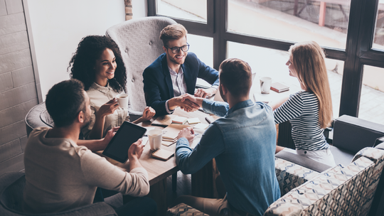Group of business professinals in a team meeting