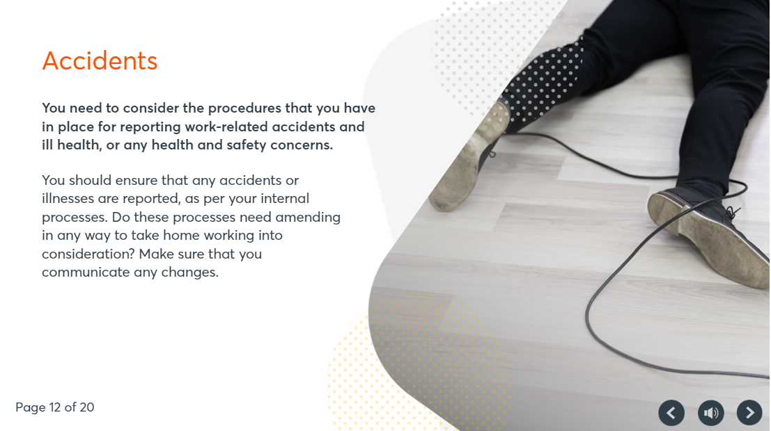 Supporting Your Teams Health and Wellbeing Remotely Course Example accidents